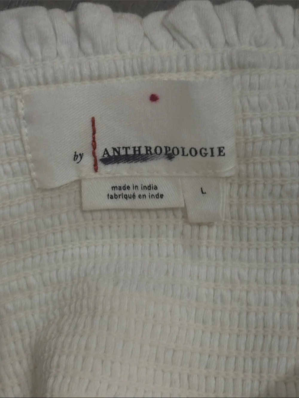 Anthropologie Smocked Embroidered Puff Sleeve Square Neck Top Peasant Blouse